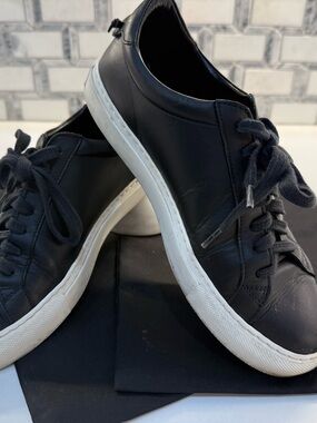 Givenchy Black Leather Low-Top Sneakers with White Sole